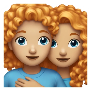 Orange hair curly girl with freckles and blue eyes and another girl with blue eyes and blonde hair that’s straight and there both hugging eachother  sticker