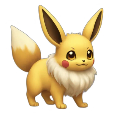 A half-eevee, half-Pikachu creature sticker