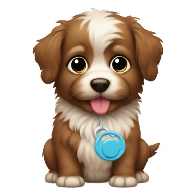 brown fluffy puppy with pacifier  sticker