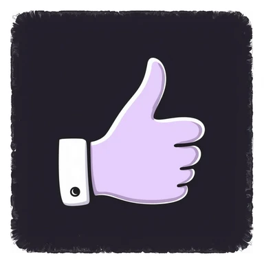 thumbs up emoji in chalk style, soft lilac color palette, rough doodle-like texture as if drawn with pastel chalk on a dark surface, aesthetic and emotional Telegram channel, gentle sparkle effect sticker