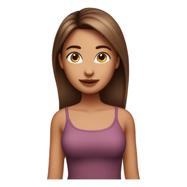 Medium shaded girl with straight brown hair and highlights wearing a pink tube top sticker
