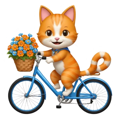 a-cheerful- cat-riding-a-blue-bicycle,-wearing-a-cute-helmet,-with-a-big-smile-and-a-basket-full-of-flowers-on-the-front.-bright,-cartoonish-style,-simple-and-fun. sticker