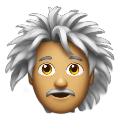 wild haired artist behind a macbook sticker