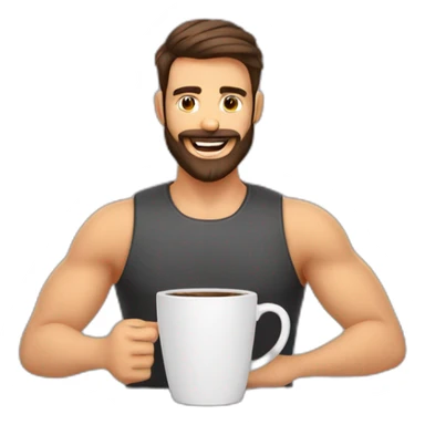 homem com barba de regata segurando um copo café sticker