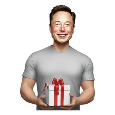 elon musk receiving a gift sticker