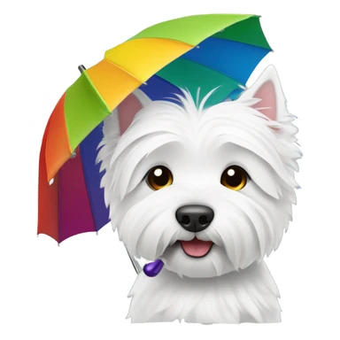Westie with umbrella  sticker