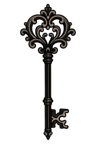 black and pink ornate key, no background sticker