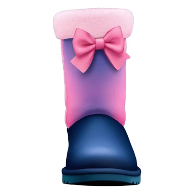 Realistic pair of pink to navy blue ombre Ugg fur boots with bow. sticker