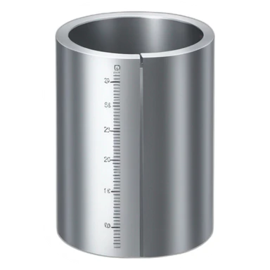 Metal Cylindrical metal measuring device with a flared top and a flared that taper toward a thinner center sticker