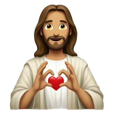 Jesus making a heart sign with his hands sticker