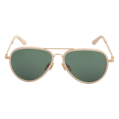 aviator sunglasses with light beige frame and dark green lenses, simple shapes, no text, minimalist style sticker