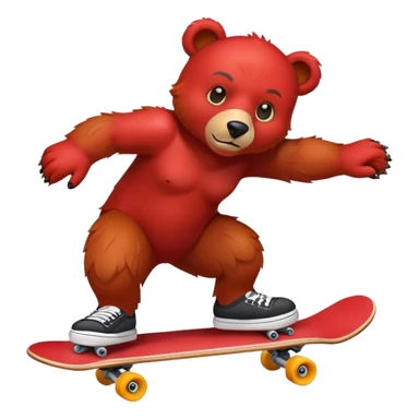 Red bear skateboarding  sticker