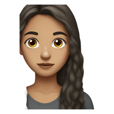 teenage white girl with long dark brown hair, a few freckles on nose, and dark eyes sticker