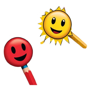 Create a vibrant emoji representing comic books and graphic novels as an art form. The design should feature a large, open comic book with vintage comic panels on the pages. Include a pencil (without a hand) gently writing text or sketching on the pages. The comic panels should have bold lines and retro-style artwork with classic comic book visuals. Use bright, energetic colors like red, yellow, and blue to evoke excitement and creativity. The overall design should feel dynamic, vintage, and artistic. Make the background transparent. emoji sticker