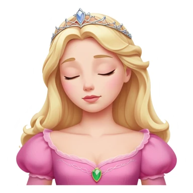 Sleeping Beauty Aurora from hips up, pink dress, blonde hair, minimal style, larger size sticker