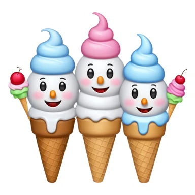 snowmen with ice cream sticker