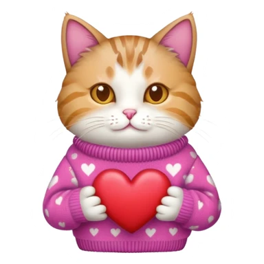 cat wearing a heart sweater  sticker