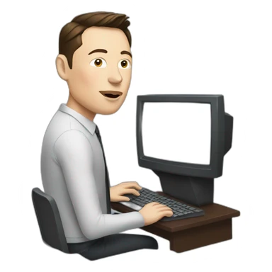Elon musk typing in a computer sticker