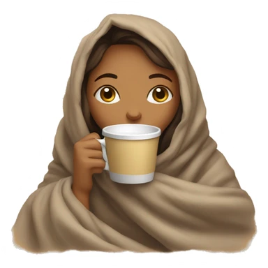 girl inside a blanket sipping coffee eyes closed sticker