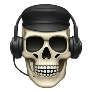 Military Skeleton mask with a long black mask underneath it and headset with a microphone sticker