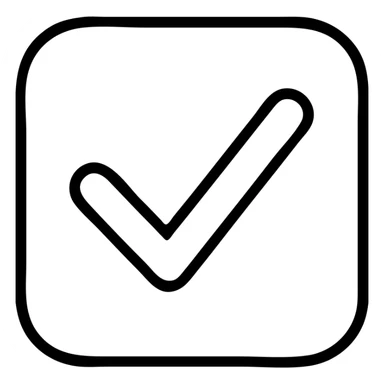 white check mark in a blue square with soft corners, outlined style sticker