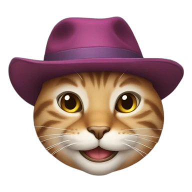 cat with a smile and a hat sticker