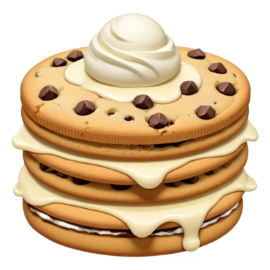 Chocolate chip cookie sandwich with vanilla ice cream sticker