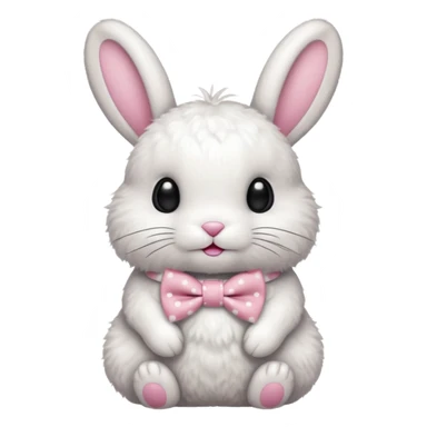 Fluffy rabbit with polka-dot pink bow tie, body sticker