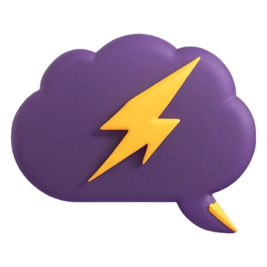 chat bubble with a lightning bolt and bold expression, emoji style sticker