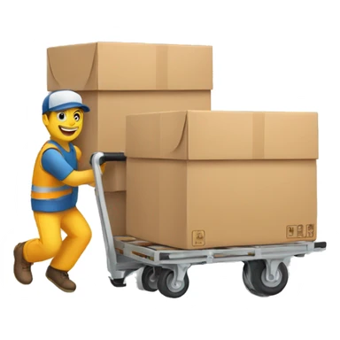 a mover with trolley loaded with 3 packed box  sticker