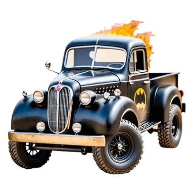 1:10 off-road lcg burning Basher Wednesday Adam’s CatWoman’s 1954 blackened tarnished hotrod jaguar extended cab rc pickup (extra wide low-profile pin tires without fenders) sticker
