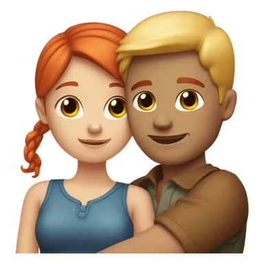 red head girl and blond man hugging sticker