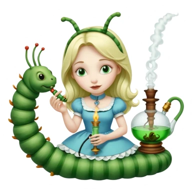 alice in the wonderland catepillar with three praying hands sticker