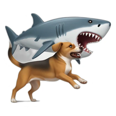 dog fighting a shark sticker