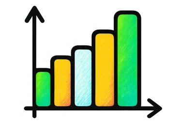 modern bar graph with green, gold, and white color scheme, rounded bars, simple design, different bar heights, no background sticker