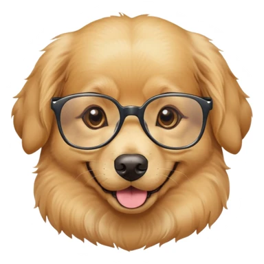 Dog wearing glasses with a sweet smile sticker