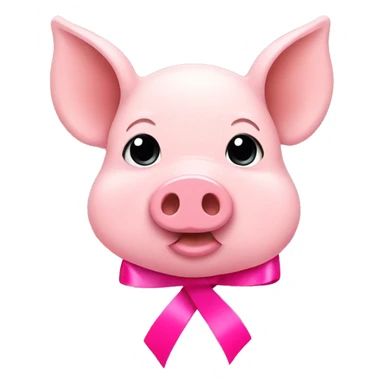 Pig and pink ribbon sticker