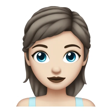 A pale white girl with tattoos on her arms, makeup, light blue eyes and dark brown hair sticker