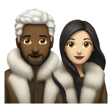Dark haired White couple in long fur coats sticker