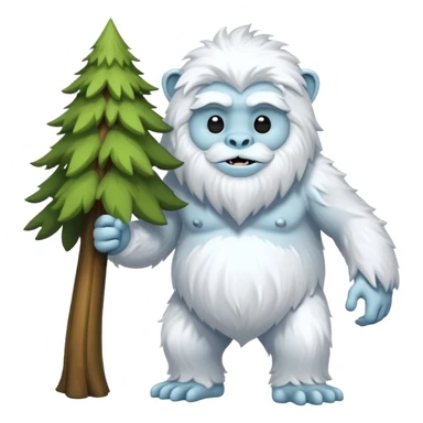 yeti, carrying a big tree sticker