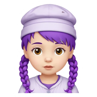 purple haired little baby with braids and white hat sticker