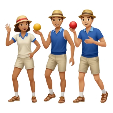 young French guys and girls playing petanque having fun sticker