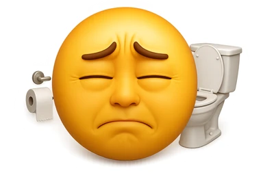 emoji stile iphone che riguarda l'argomento "stipsi/andrò al bagno oggi?", iperrealistico 4k sticker