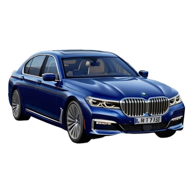 BMW 7 Series (2022) – cinematic-realistic BMW 7 Series emoji, its dark blue exterior gleaming under the city lights as it makes its way through bustling streets. The sophisticated interior whispers luxury as the vehicle drives with remarkable poise, embodying a perfect harmony between cutting-edge technology and comfort. sticker