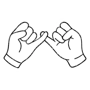 two hands making a pinky promise, symbolizing friendship, hand drawn outline icon sticker