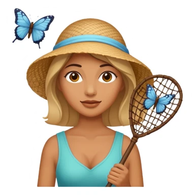 woman holding butterfly net sticker