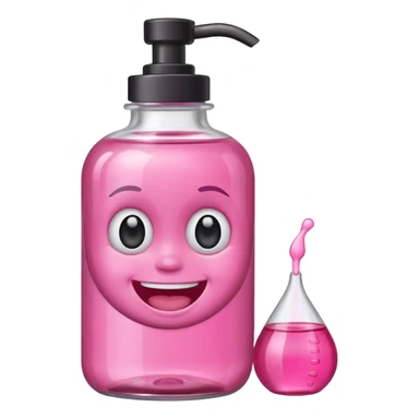 Smiling freaky baby oil bottle pink sticker