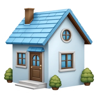 the front view of a mini house with a sky blue roof and white walls (2d) sticker