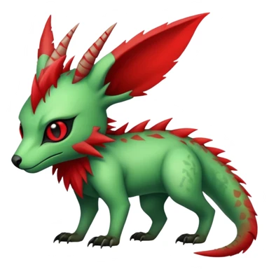 Cool Edgy Green Red ethereal badass punky Fionbri-Vernid-Trico-animal-creature full body sticker
