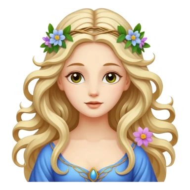 A beautiful goddess Eostre with flowing hair and spring flowers sticker